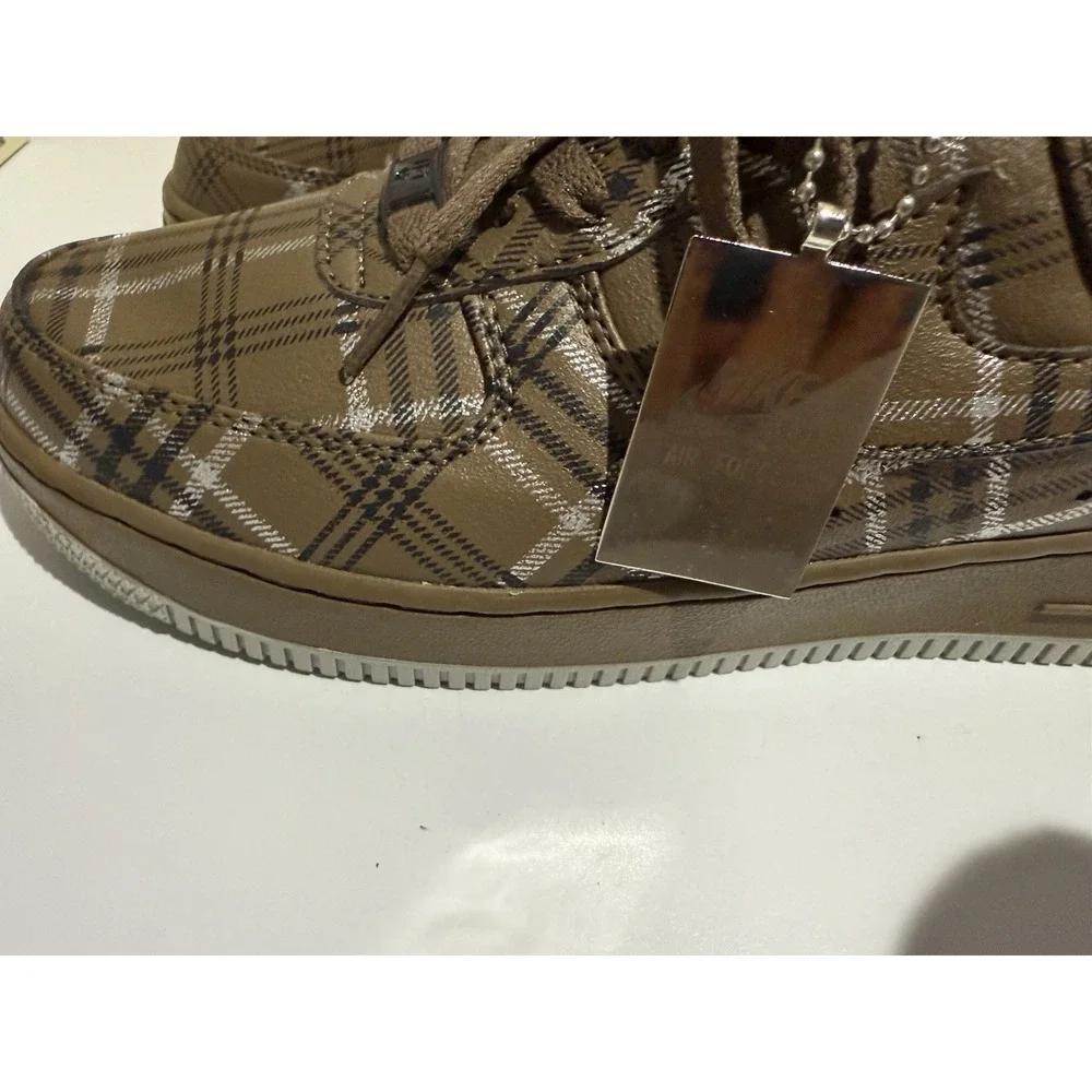 Nike‎ Air Force 1 Low Plaid Brand Brown NEW RARE Sz 7